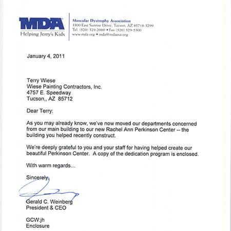 Testimonial letter