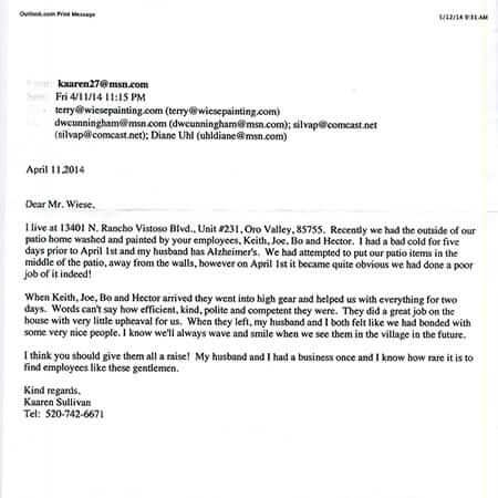 Testimonial letter