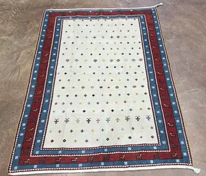 New Ivory Persian Gabbeh Sumak 4' X 6'