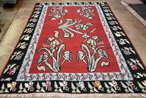 New Red Romania Besarabian Kelim 9' X 12'