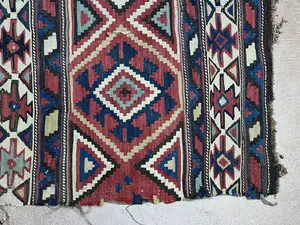 Antique Multi Persian Shirvan Kelim Remnant 5'-6"x8'