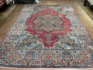 Antique Red Persian Ravar Kermon 9' X 12'