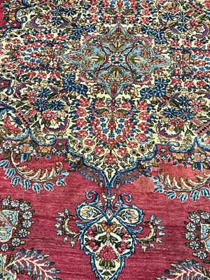 Antique Red Persian Ravar Kermon 9' X 12'