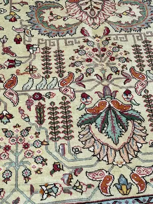 Vintage Ivory Persian Tabriz 9' X 12'