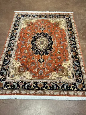 Vintage Rust Persian Tabriz 5' X 7'