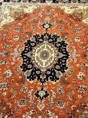 Vintage Rust Persian Tabriz 5' X 7'