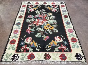 New Black Romania Besarabian Kelim 5' X 7'