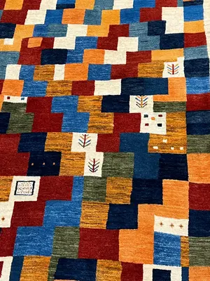 New Multi Persian Rizbaft Gabbeh 4' X 6'