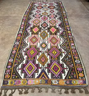 Vintage Ivory Turkey Anatolian Kelim Runner