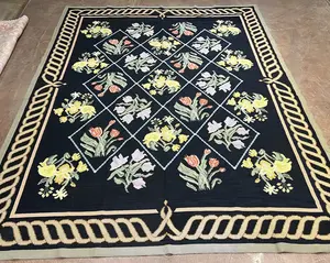 Vintage Black European Needlepoint 7' X 10'