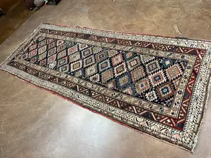 Antique Navy Caucasian Shirvan Runner