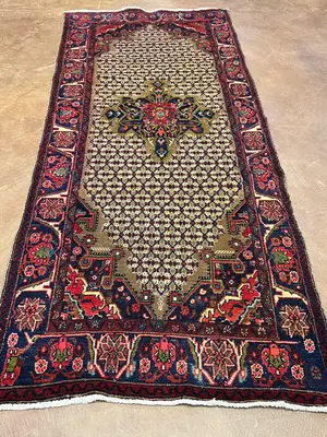 Vintage Ivory Persian Hamadan Runner
