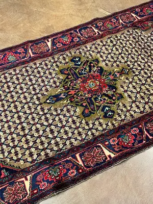 Vintage Ivory Persian Hamadan Runner