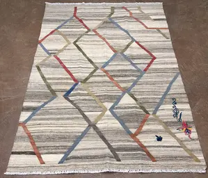 New Grey Afghanistan Kelim 4' X 6'