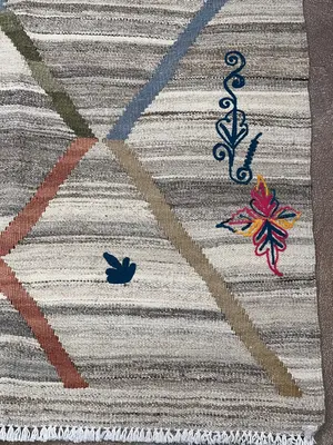 New Grey Afghanistan Kelim 4' X 6'
