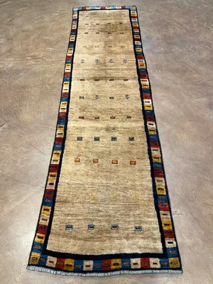 New Beige Persian Luri Gabbeh Runner