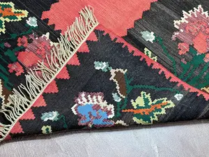 Vintage Red Romania Besarabian Kelim Runner