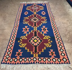Vintage Blue Persian Qashqai Kelim Runner
