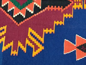 Vintage Blue Persian Qashqai Kelim Runner