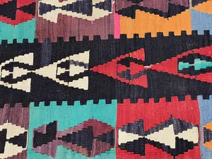 Vintage Black Kurdish Kelim 6' X 9'