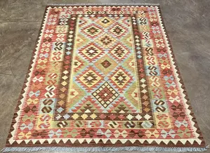 New Rust Afghanistan Modern Kelim 5' X 7'