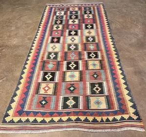 Vintage Rust Persian Kelim Qashqai Runner