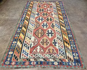 Vintage Rust Persian Kelim Qashqai Runner