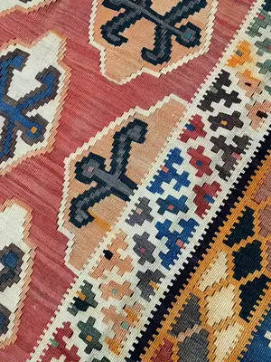 Vintage Rust Persian Kelim Qashqai Runner