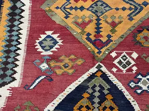 Vintage Red Persian Kelim Qashqai Runner