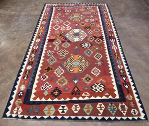 Vintage Red Persian Kelim Qashqai 6' X 9'