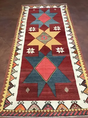 Vintage Red Persian Kelim Qashqai Runner
