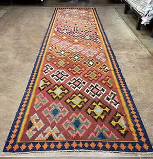 Vintage Rust Persian Kelim Qashqai Runner