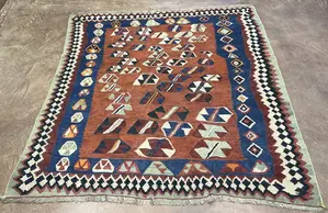 Vintage Rust Persian Kelim Qashqai Square