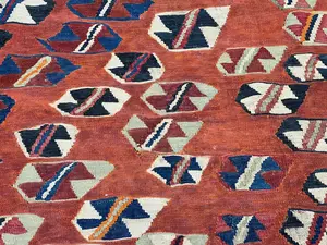 Vintage Rust Persian Kelim Qashqai Square