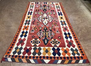 Vintage Rust Persian Kelim Qashqai Runner