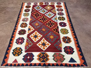 Vintage Red Persian Kelim Qashqai 4' X 6'