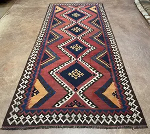 Vintage Red Persian Kelim Qashqai Runner