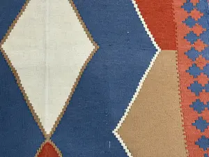Vintage Blue Persian Kelim Qashqai 4' X 6'