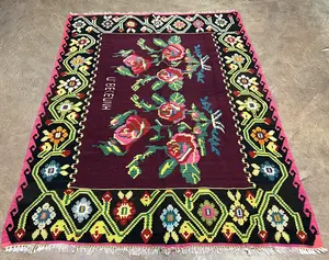 Vintage Red Romania Besarabian Kelim 5' X 7'