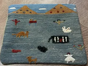 Vintage Blue Persian Sumak Gabbeh Pillow