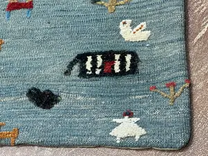 Vintage Blue Persian Sumak Gabbeh Pillow