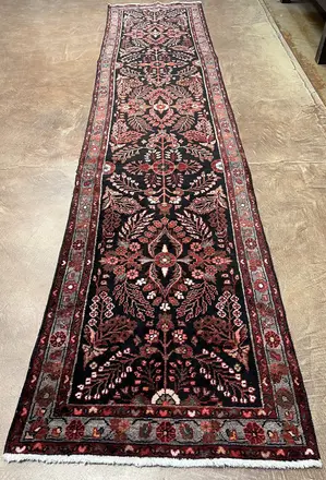 Vintage Black Persian Hamadan Runner