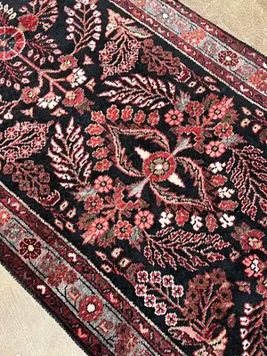 Vintage Black Persian Hamadan Runner