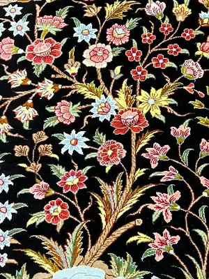New Black Persian Silk Ghom 2' X 3'