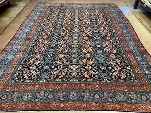Antique Navy Persian Laristan 10' X 14'