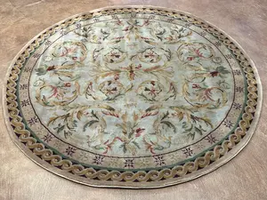 Vintage Grey China Sino Savonnerie Round