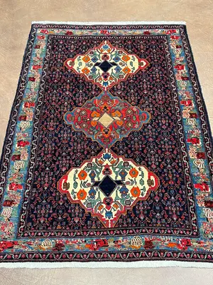 Antique Navy Persian Senneh 4' X 6'
