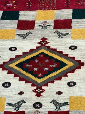 New Ivory Persian Gabbeh Square