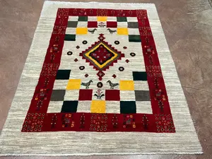 New Ivory Persian Gabbeh 4' X 6'