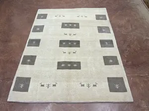 New Ivory Persian Gabbeh 5' X 7'